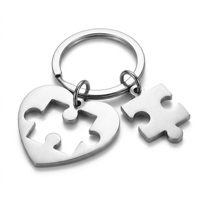Personalized Stainless Steel Puzzle Keychain Wedding Favors With Bride And Groom Names or Couples Initials & Date A Piece of Our Big Day