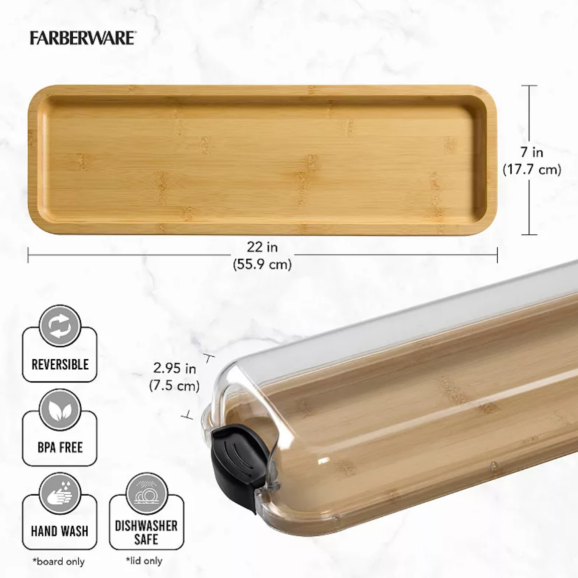 Personalized Scandia MN Bamboo Charcuterie And Serving Board With Clear Locking Cover 7x22 Inches Featuring Official Scandia Image And Scandinavian Heritage
