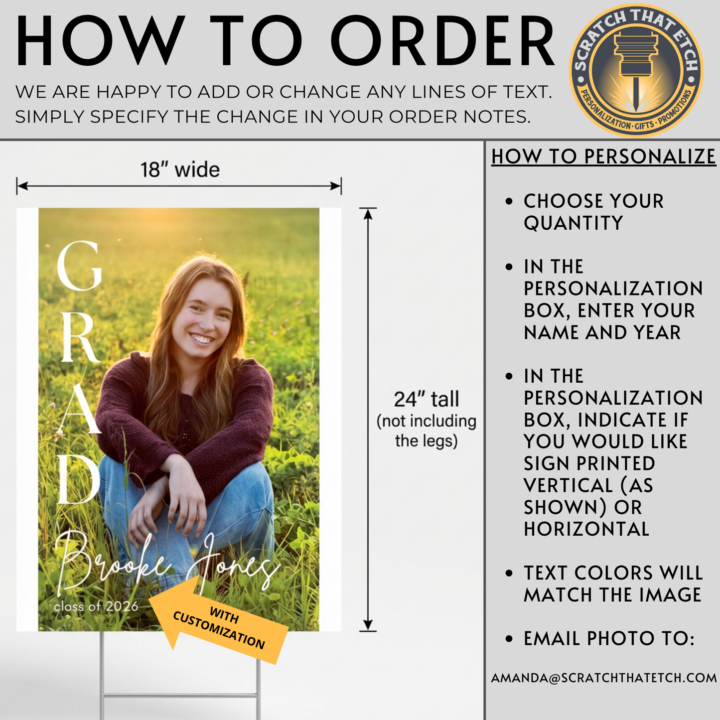 Personalized Graduation Yard Sign 18x24 With Photo, Name, and Year- Weather Resistant Grad Party Yard Sign With Stakes