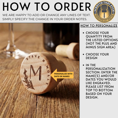 Personalized Wine Stopper Wedding Favor, Custom Engraved Wood Stopper with Names or Date, Bulk Wedding Favors, Natural Wood Keepsake