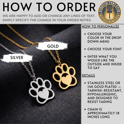 Personalized Paw Print Necklace for Dog Moms,  Pet Name Jewelry, Dog Lover Gift, Puppy Milestone, Pet Memorial Gift