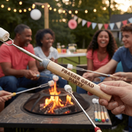 Personalized Graduation Party Roasting Sticks, Custom Grad Gift Skewer, Class of 2026 Bonfire Favor, S’mores Campfire Graduation Gift