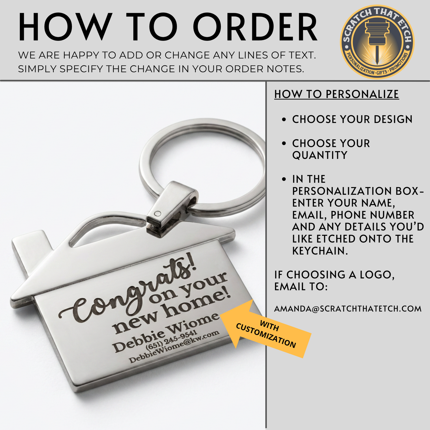 Custom Engraved House Keychain, Realtor Business Card Keychain, Personalized Realtor Keychain, Real-Estate Closing Keys, New Home, VRBO, Air BNB 1.75 W x 2.75 H Inches