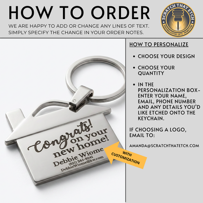 Personalized Real-Estate Closing Keys, Realtor Keychain, Custom Engraved House Keychain, Realtor Business Card Keychain, New Home, VRBO, Air BNB 1.75 W x 2.75 H Inches
