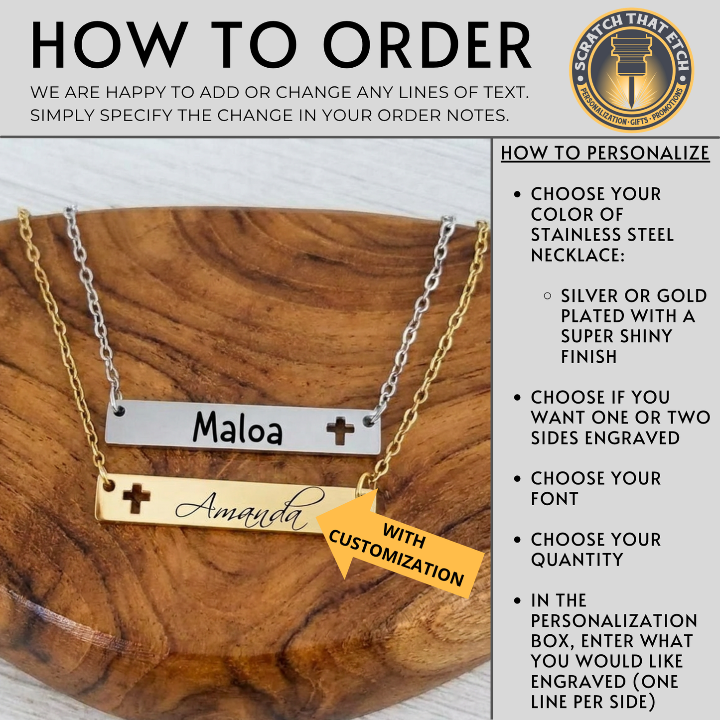 Personalized Cross Cutout Horizontal Bar Necklace In Silver Or Gold With Single Or Double Sided Personalization For Meaningful Faith Jewelry