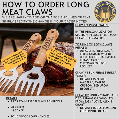 Personalized "Everything Tastes Better When" BBQ Gift Set For Dad Or Grandpa With Bamboo Cutting Board, Meat Claws, Spatula, And Cast Iron Meat Press- Choose Your Gift Set For The Perfect Gift
