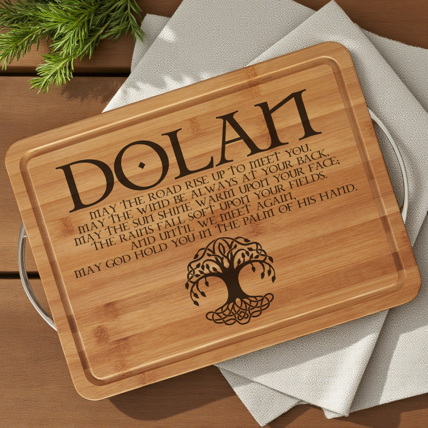 Irish Blessing Cutting Board In Bamboo & Acacia With Multiple Size Options — Dual-Sided Serving Boards For Kitchen Prep & Display, Hand-Finished, Knife-Friendly Wood, Beautiful Housewarming Or Wedding Keepsake, St. Patrick’s Day Home Decor