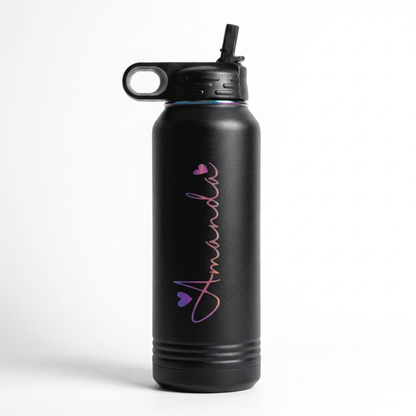 Personalized 32oz Cheeky Stainless Steel Tumbler With Straw, Pick a Sassy Design or Your Logo, Add Your Name On The Back, Gym Travel Gift