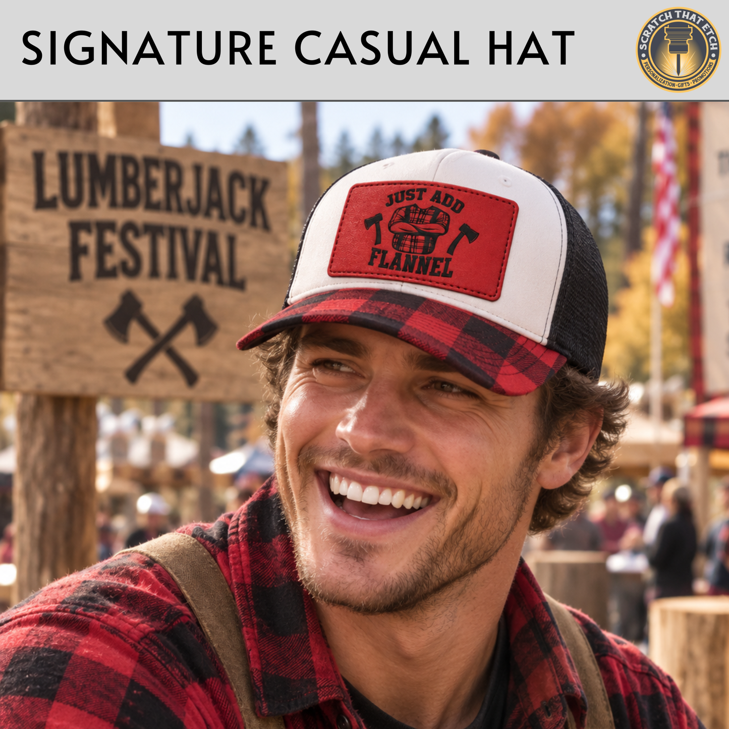 Custom Lumberjack Feel Safe Hat, Lumberjack Days Trucker Hat, Custom Richardson 112 Hat & Signature Hats FOUR Designs To Choose From