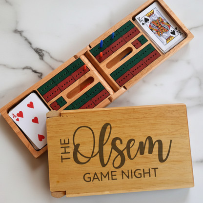 Folding Cribbage Board With Cards And Pegs Portable Travel Cribbage Game Set For Home And Game Night