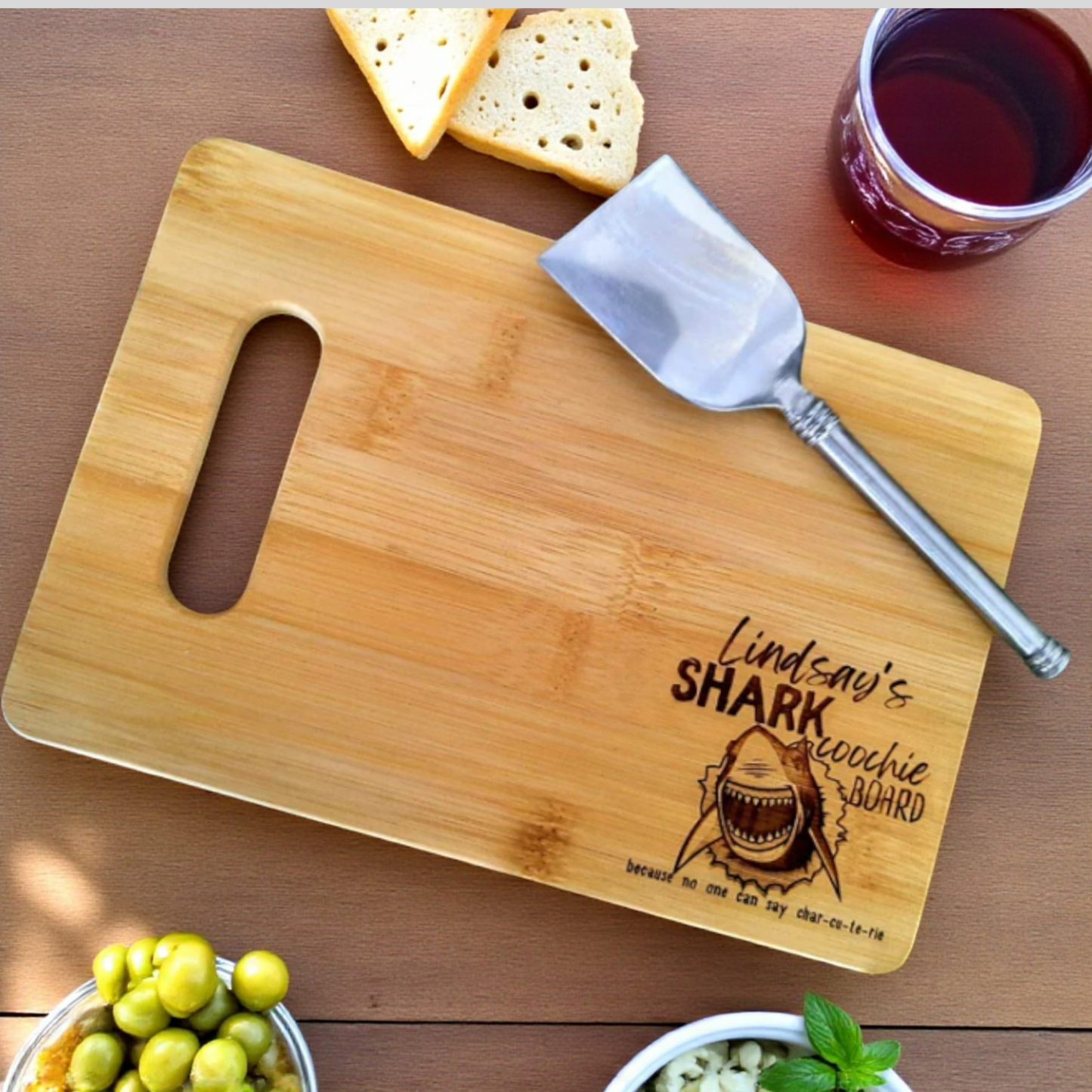 Personalized Shark Coochie Charcuterie Cutting Board Funny Cheese Board And Serving Tray With Name For Kitchen Decor And Parties
