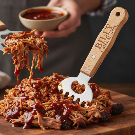 Personalized Stainless Steel BBQ Meat Shredder Claws With Long Natural Wood Handles For Pulled Pork And Grilling