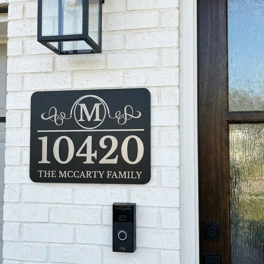 Personalized Matte Black Metal House Sign | Custom Address Plaque, Family Name, House Number, Outdoor Wall Decor Or House Warming Gift