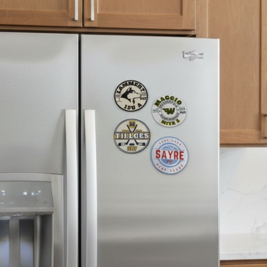 Personalized Team Spirit 3" Round Magnet for Basketball & Hockey – Perfect for Coaches, Players, Team Captains, Parents & Senior Night Recognition