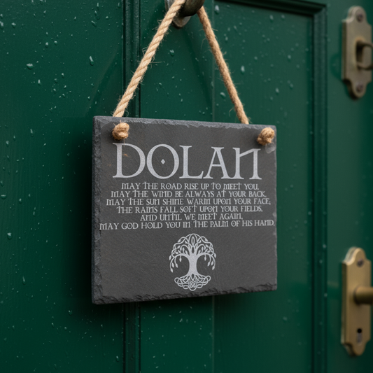 Personalized May The Road Rise Up To Meet You Irish Blessing Slate Sign, Natural Slate Hanging Plaque With Jute Rope, Rustic Celtic Home Decor, Indoor Outdoor Weather Resistant