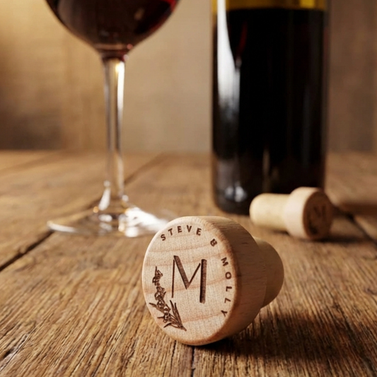 Personalized Wine Stopper Wedding Favor, Custom Engraved Wood Stopper with Names or Date, Bulk Wedding Favors, Natural Wood Keepsake
