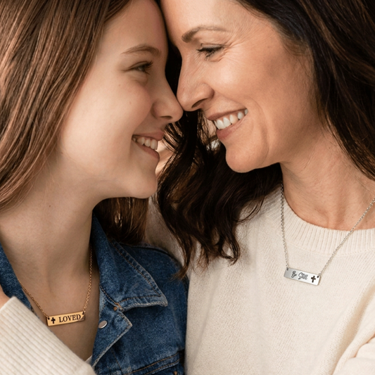 Personalized Cross Cutout Horizontal Bar Necklace In Silver Or Gold With Single Or Double Sided Personalization For Meaningful Faith Jewelry
