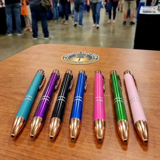 Personalized Metal Pen with Name, Message, or Logo, Rose Gold Accents, Custom Gift for Work, School, or Events