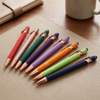 Personalized Silicone Stylus Pen with Name, Initials, or Event Details, Rose Gold Accents, Custom Gift for Work, School, or Corporate Events