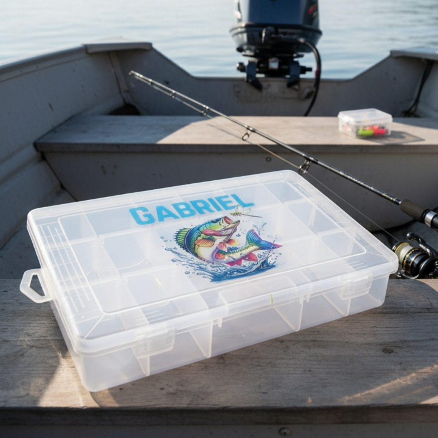 18 Compartment Fishing Tackle Box Multiple Sizes Available Water Resistant Organizer With Adjustable Dividers Durable ABS Plastic Secure Lacthes Clear Lid Personalized Label Option Fishing Gear Storage