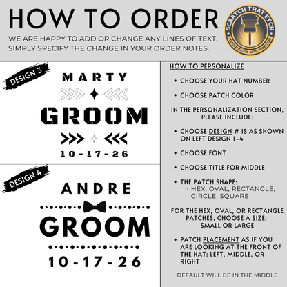 Personalized Wedding Party Hat, Custom Groomsmen Hat, Best Man Gift, Groom Hat, Wedding Party Gift, Groom Crew,  Richardson 112 Trucker Hat