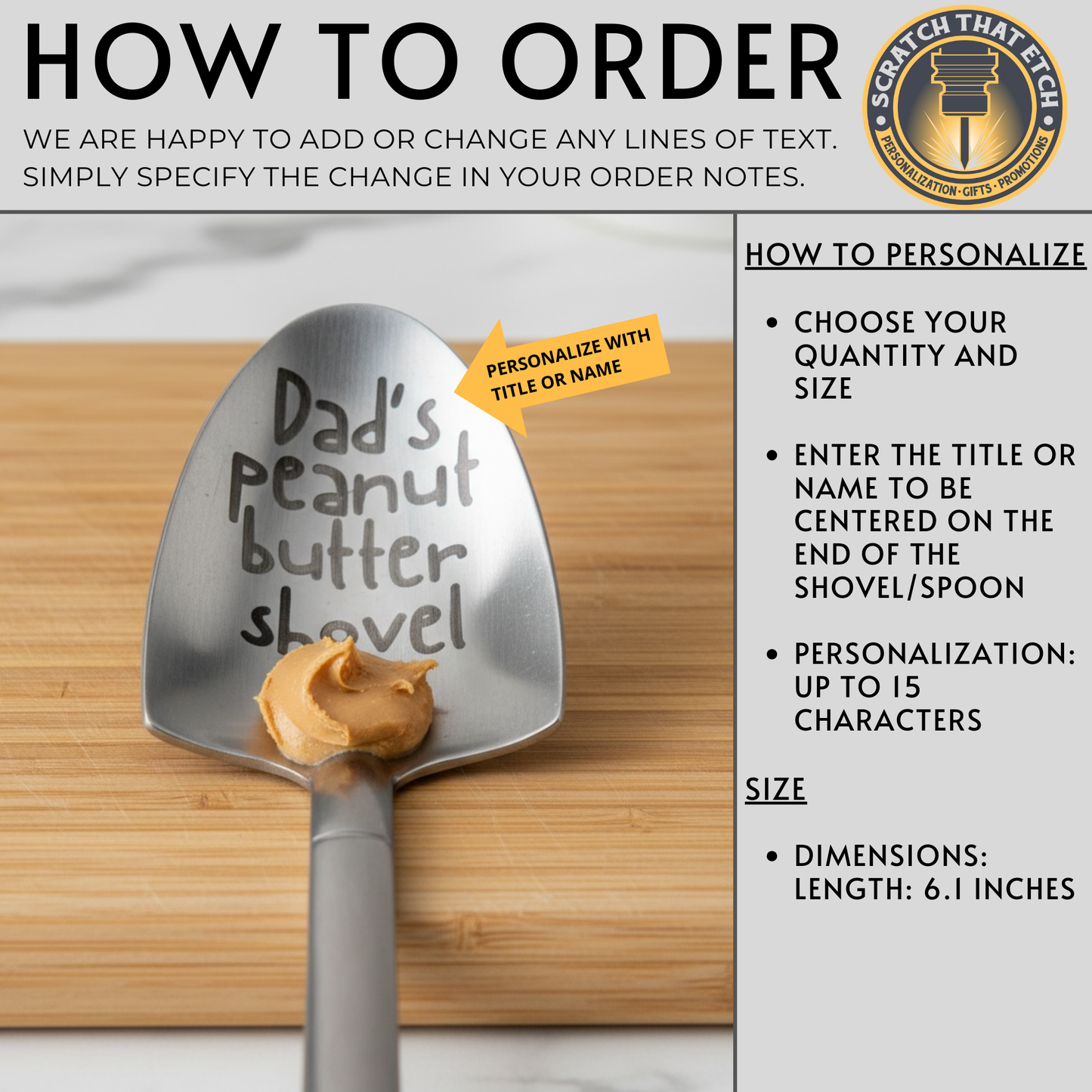 Personalized Stainless Steel Peanut Butter Shovel Spoon For Peanut Lovers Dad Grandpa Papa Funny Foodie Kitchen Spoon
