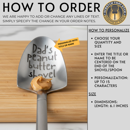 Personalized Stainless Steel Peanut Butter Shovel Spoon For Peanut Lovers Dad Grandpa Papa Funny Foodie Kitchen Spoon