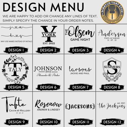 Personalized folding wood mancala game set with blue and brown sowing stones, travel ready board, family game night keepsake by Scratch That Etch