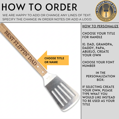 Personalized BBQ Spatula With Your Name Or Title, Grilling Tool For Backyard Barbecue, Personalized Name Utensil For Dads Chefs And Grill Lovers