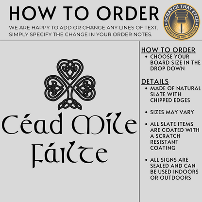 Irish Cead Mile Failte Personalized Slate Sign Welcome Plaque With Jute Rope For Indoor Outdoor Celtic Home Decor Rustic Entryway Housewarming