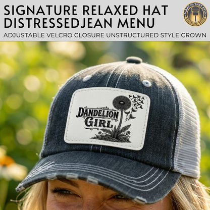 Dandelion Girl Country Music Fan Hat, 2 Designs, Personalized Richardson 112 Trucker Hat & Signature Series Hats For Concerts & Festivals
