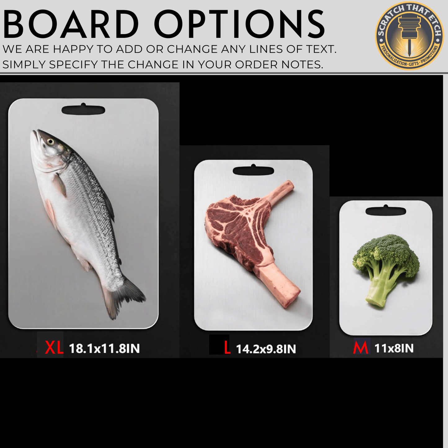 Personalized Stainless Steel Titanium Cutting Board In Three Sizes Thin 0.04 Inch Lightweight Easy To Clean For All Foods
