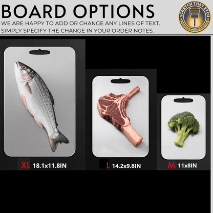 Personalized Stainless Steel Titanium Cutting Board In Three Sizes Thin 0.04 Inch Lightweight Easy To Clean For All Foods