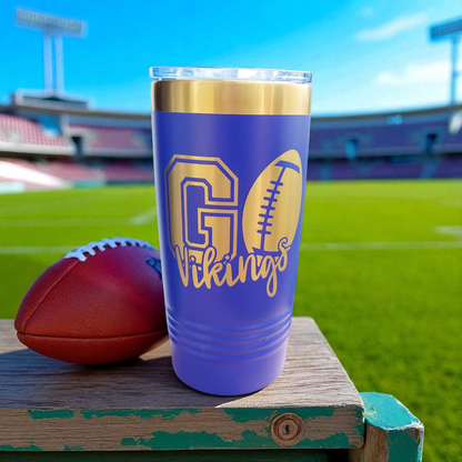 Personalized Purple And Silver 20oz Polar Camel Tumbler With Slider Lid For SKOL Football Fans