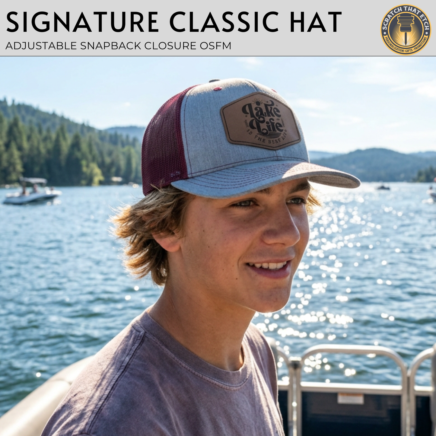 Personalized Lake Life Patch Hats, Richardson 112 Trucker Hat, Custom Logo Snapbacks, Beanies, Relaxed & Casual Hats with Patch