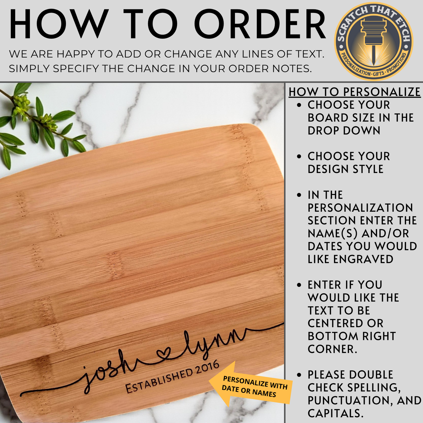 Family Name Personalized Cutting Board In Bamboo Or Acacia — Heirloom Serving Board For Weddings, Housewarmings, And Anniversaries — Kitchen-Ready Keepsake That Elevates Entertaining And Celebrates Your Home