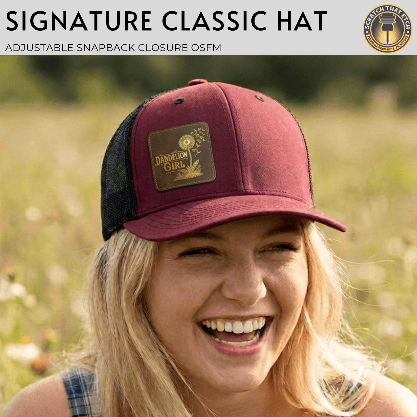 Dandelion Girl Country Music Fan Hat, 2 Designs, Personalized Richardson 112 Trucker Hat & Signature Series Hats For Concerts & Festivals