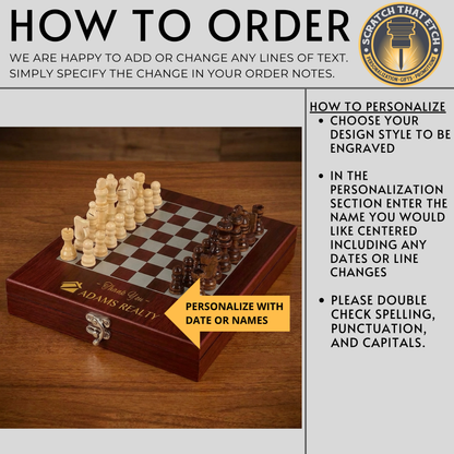 Personalized Rosewood Folding Chess Set And Board For Travel And Home With Elegant Finish And Timeless Style