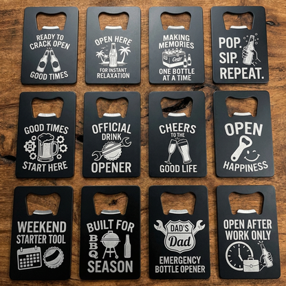 Personalized Slim Bottle Opener, Custom Stainless Steel Card Opener, Dad Gift, Beer Lover Gift, Home Bar Tool, Groomsmen Gift, EDC Opener