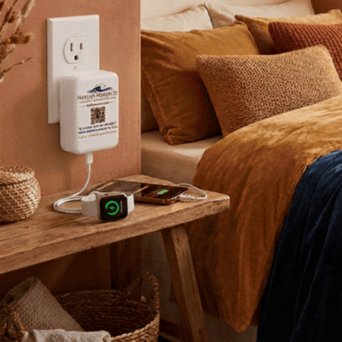 Personalized 40W 4-Port USB-C & USB-A Foldable Wall Charger, Slim Fast Charging Block for Multiple Devices, Home or Office Organization