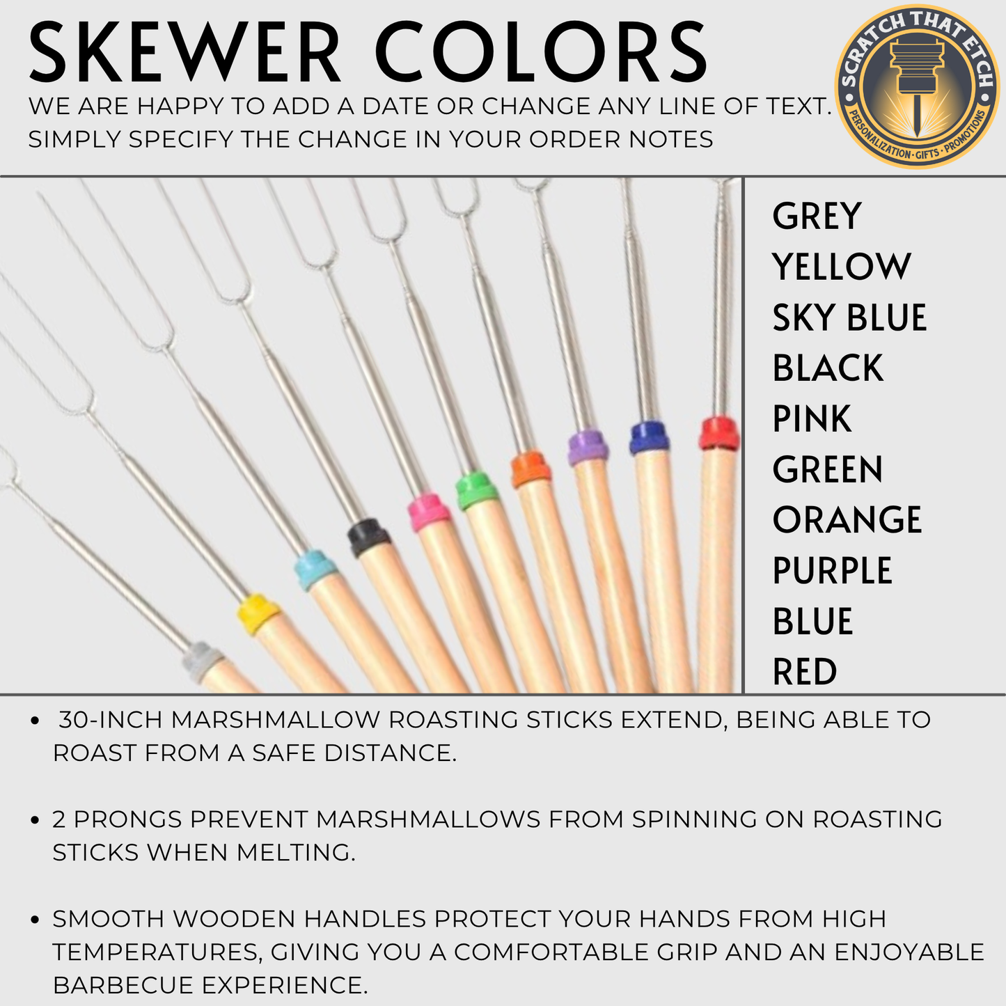 Personalized S'more Kit With 30 Inch Telescoping Roasting Sticks AND Personalized Marshmallows For Bonfires Backyard Gatherings And Camping Parties