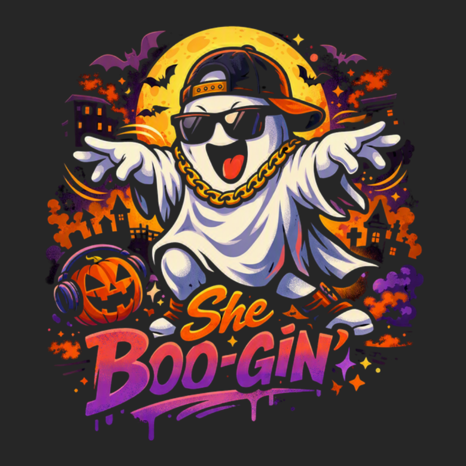 She Boo-Gin Halloween Slate Sign Rectangle Or Round With Ghost Pumpkin Or Skeleton Meme Art Hip Hop Vibes Trendy Home Decor Gift