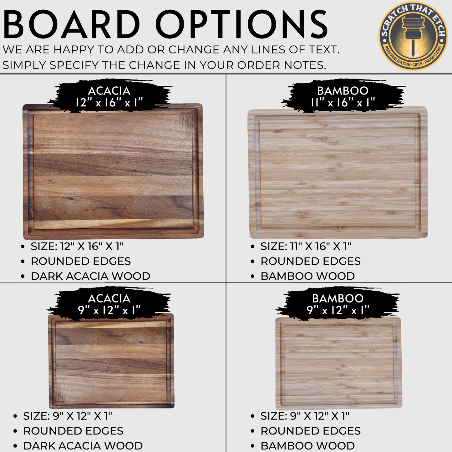 Personalized Bamboo Or Acacia Chopping Block Cutting Board, Thick Sturdy And Solid Charcuterie And Serving Board In Medium Or Large, Family Name Kitchen Decor