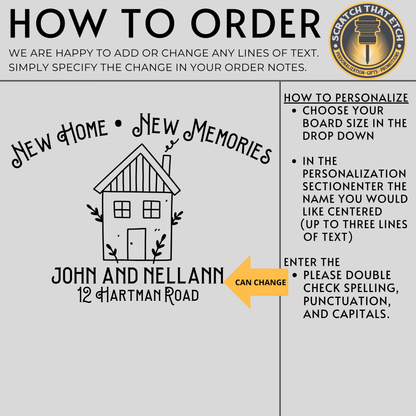 New Home Memories Personalized Cutting Board In Bamboo Or Acacia — Housewarming And Realtor Closing Gift — Family Name And Established Date Kitchen Keepsake