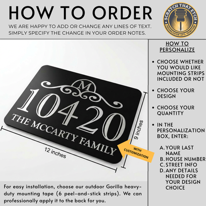 Personalized Matte Black Metal House Sign | Custom Address Plaque, Family Name, House Number, Outdoor Wall Decor Or House Warming Gift