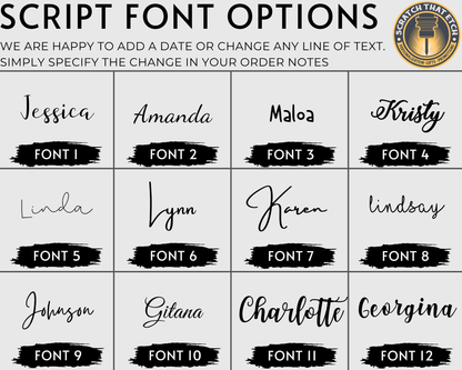 Buck 110 Folding Hunter Knife Personalized — 420HC Steel Clip Point, Ebony Handle And Brass Bolsters — Multiple Font Options For Names Or Initials