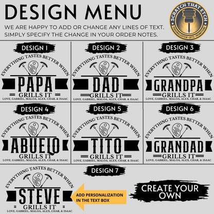 Personalized Papa Grills It Cutting Board In Bamboo Or Acacia Wood, BBQ, Charcuterie, Serving/Chopping Board For Grandpa, Father’s Day, Birthday, Christmas, Any Occasion, Durable Juice Groove Option, One Of A Kind Keepsake For your Grill Master