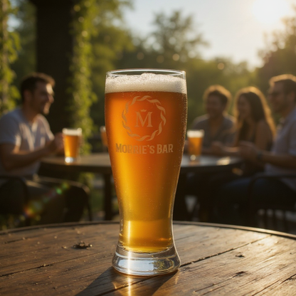 Personalized 16 OZ Pilsner Glass — Design Your Own Or Choose From Our Artwork — Crisp Beer Glass For Home Bars, Weddings, And Breweries