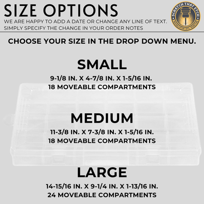 18 Compartment Fishing Tackle Box Multiple Sizes Available Water Resistant Organizer With Adjustable Dividers Durable ABS Plastic Secure Lacthes Clear Lid Personalized Label Option Fishing Gear Storage