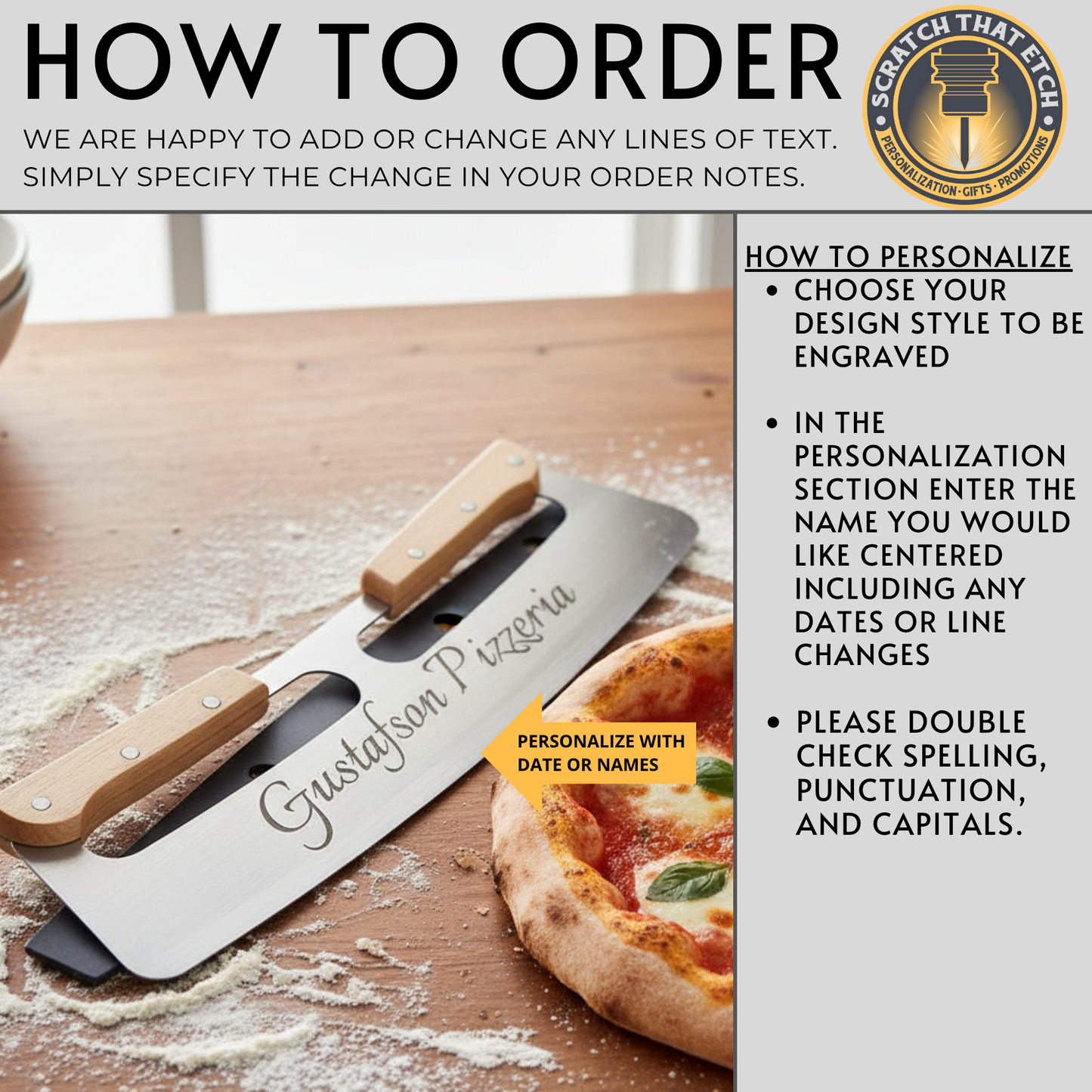 Personalized Rocking Pizza Cutter With Wood Handles And Protective PP Cover For Effortless Slicing And Safe Storage